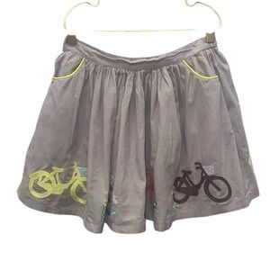 Mini Boden Girls Bicycle Skirt size 4 - 5 year old gray colorful bikes cotton 5y